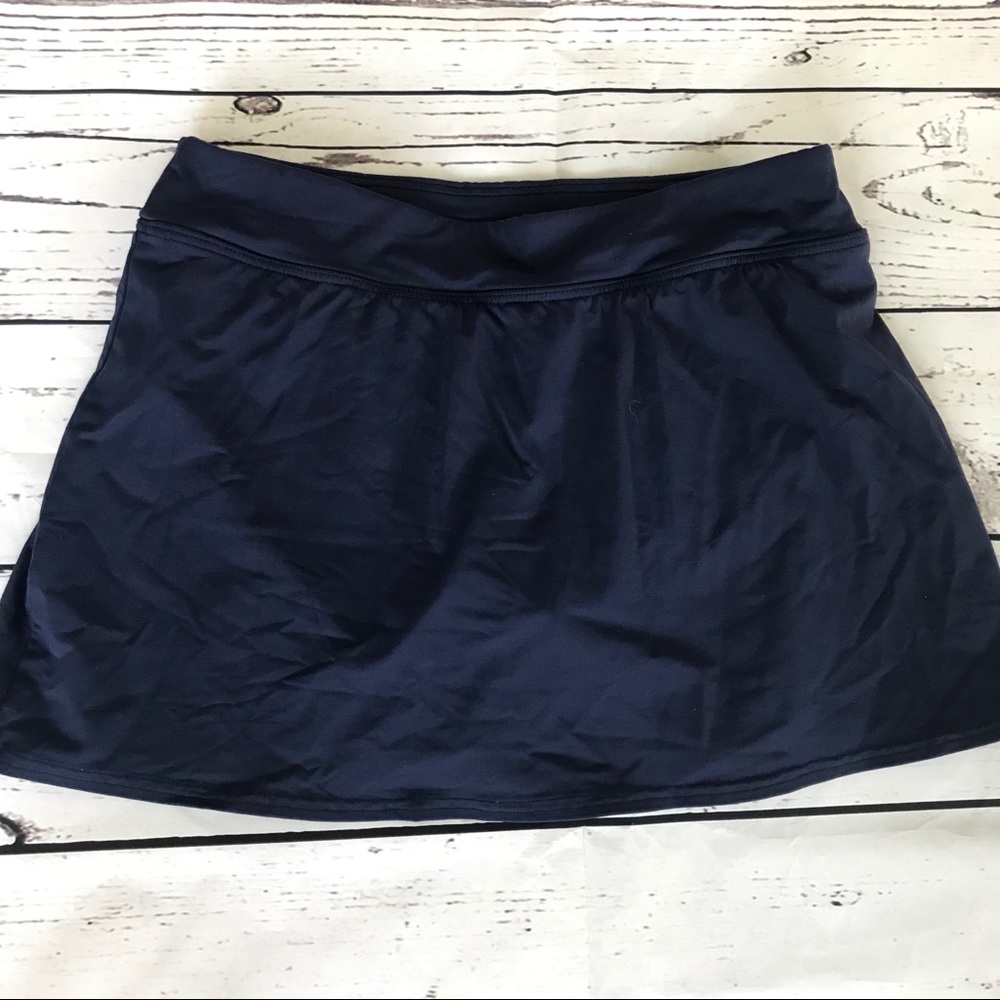 Lands End‎ Swim Skirt Womens 2 Briefs Modest Comfort Stretch Lined Navy